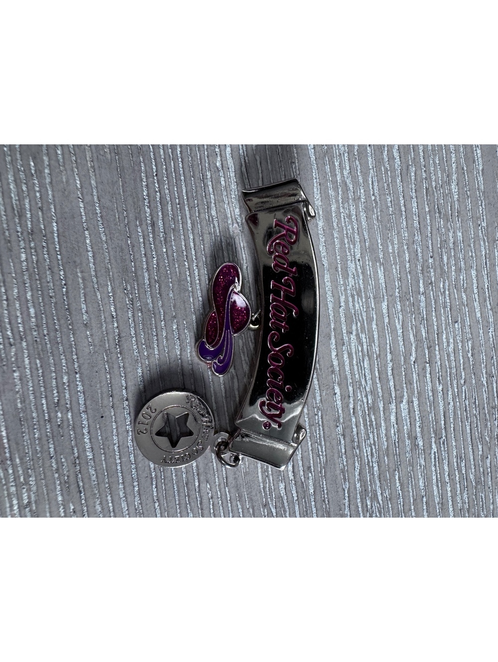 Vintage Red Hat Society Brooch Pin Red Purple Rhinestone Dangling Charms